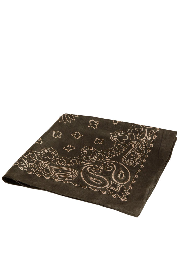 Golden Foulard Paisley Silk Scarf Moss Green