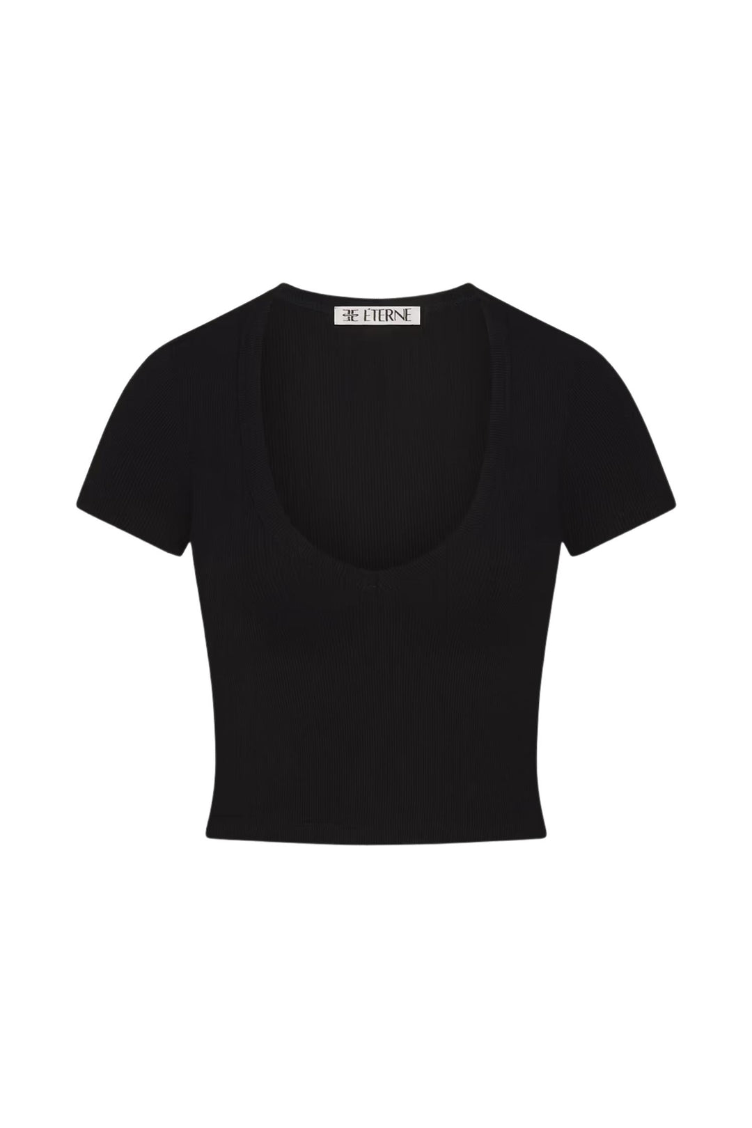 Short Sleeve V-neck Baby Tee Black