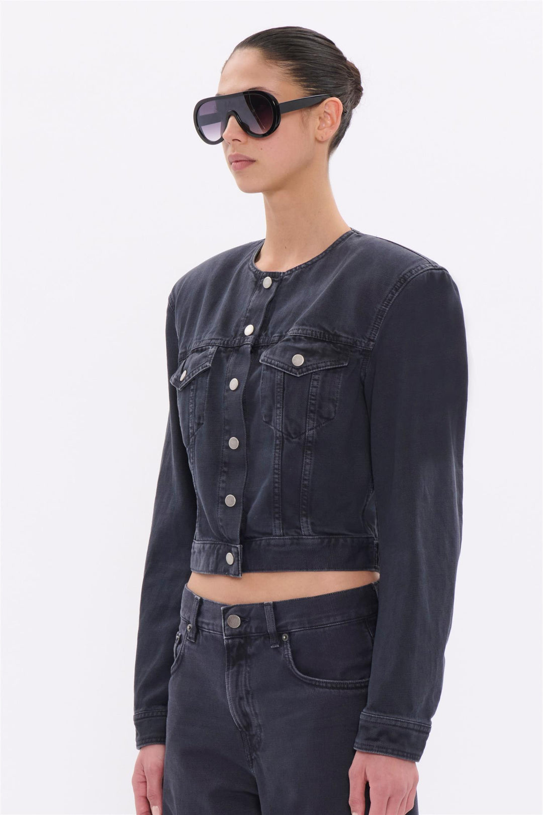 Shirley Cropped Denim Jacket Bull 44 Carbon