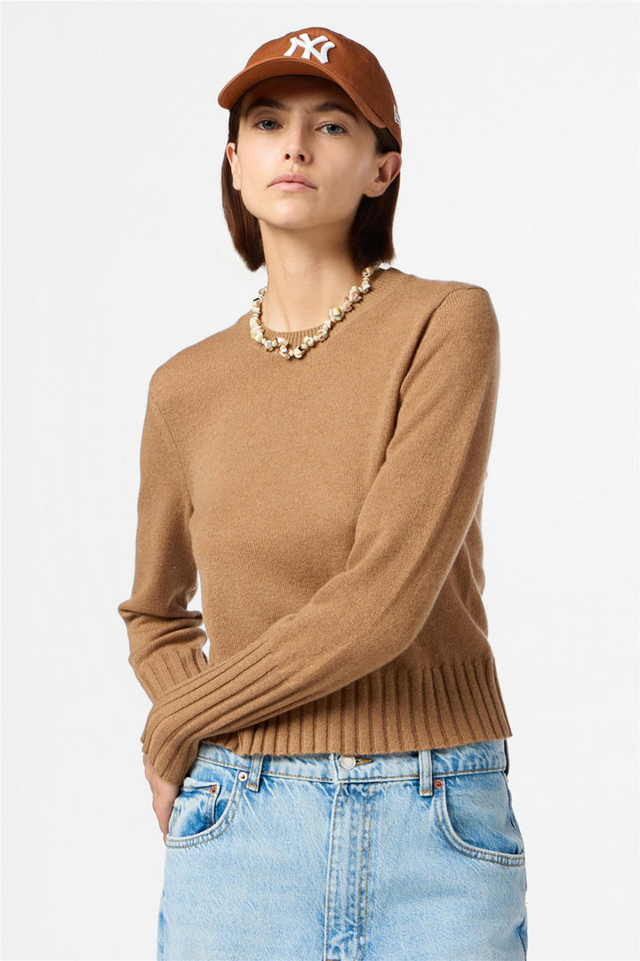 Shrunken Cashmere Crew Almond