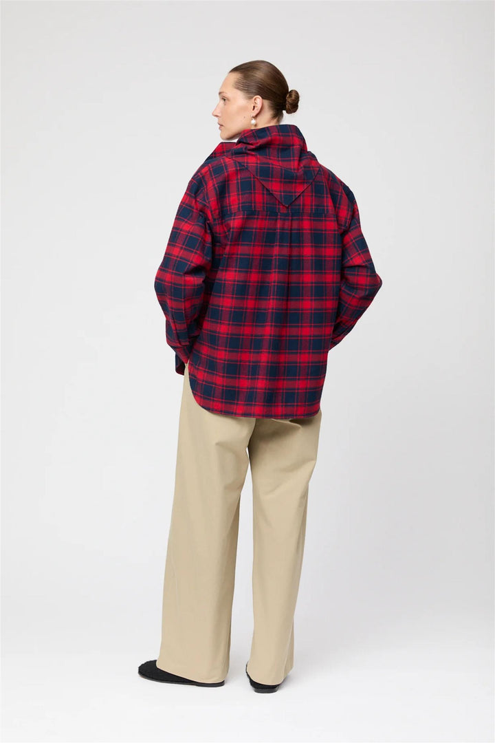 Coastal Shirt Red Navy Check Flannel