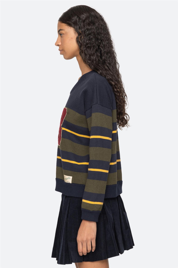 Mina Novelty V-Neck Sweater Green