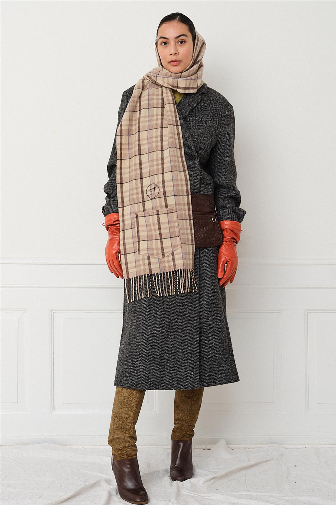 Schatter Scarf Brown Check