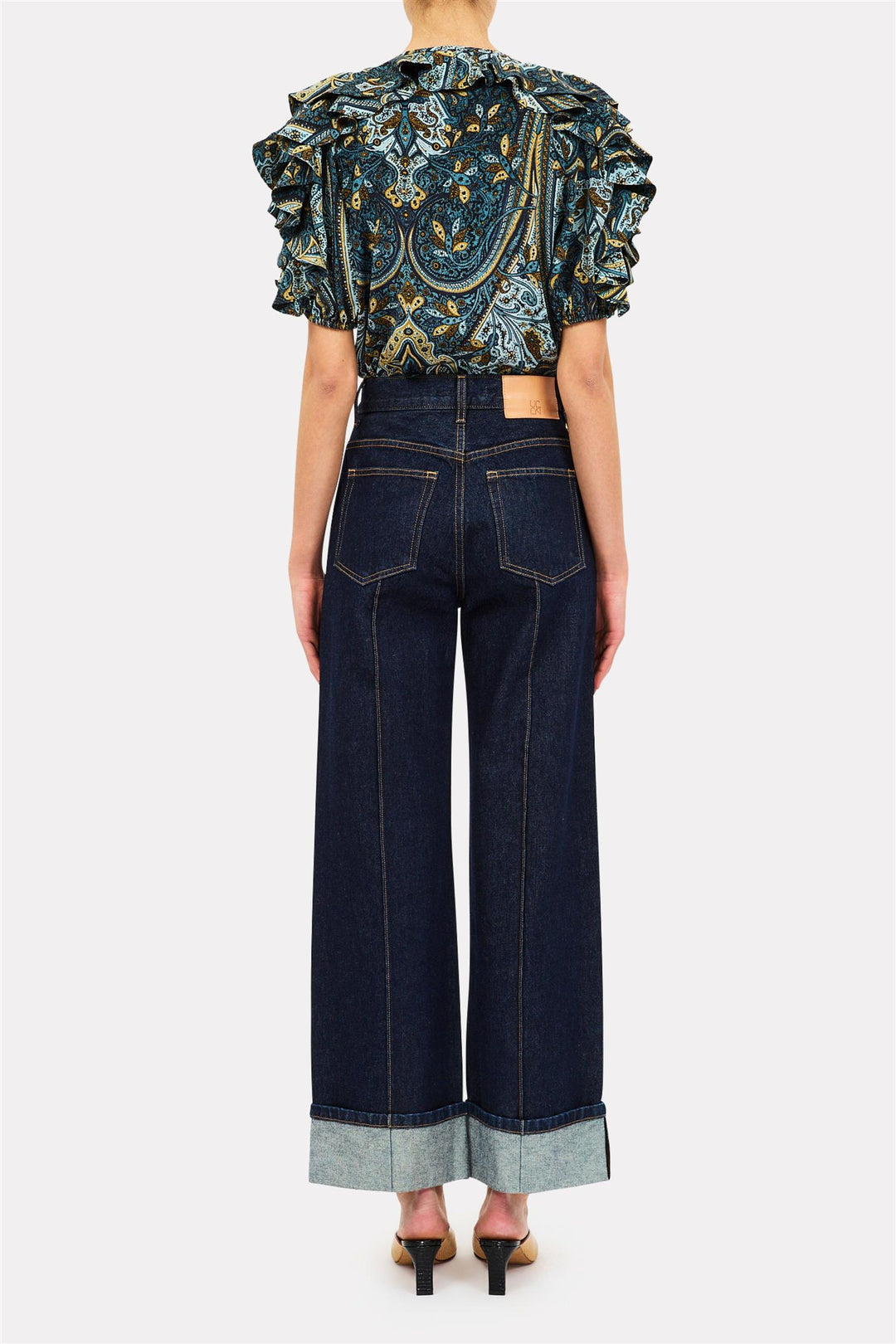 Josephine Short Sleeve Silk Top Prussian