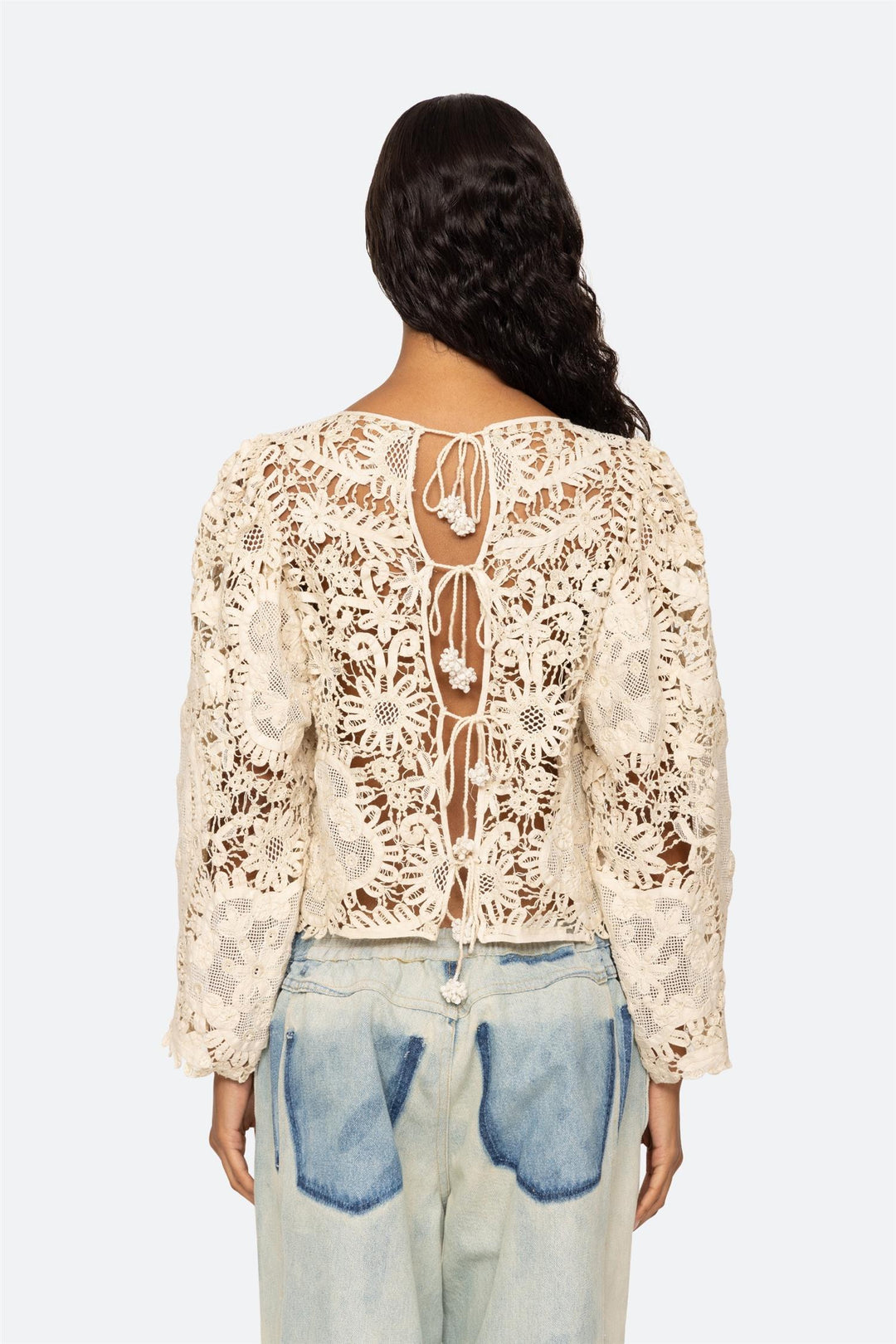 Bente Embroidery Long Sleeve Top Cream