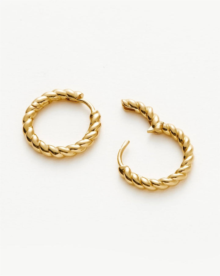 Twisted Helical Small Hoop Earring Gold