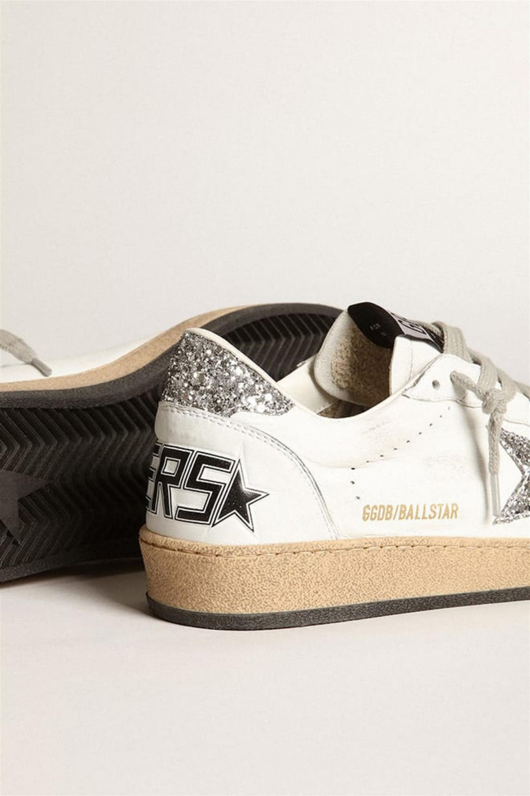 Ballstar White Nappa Silver Glitter