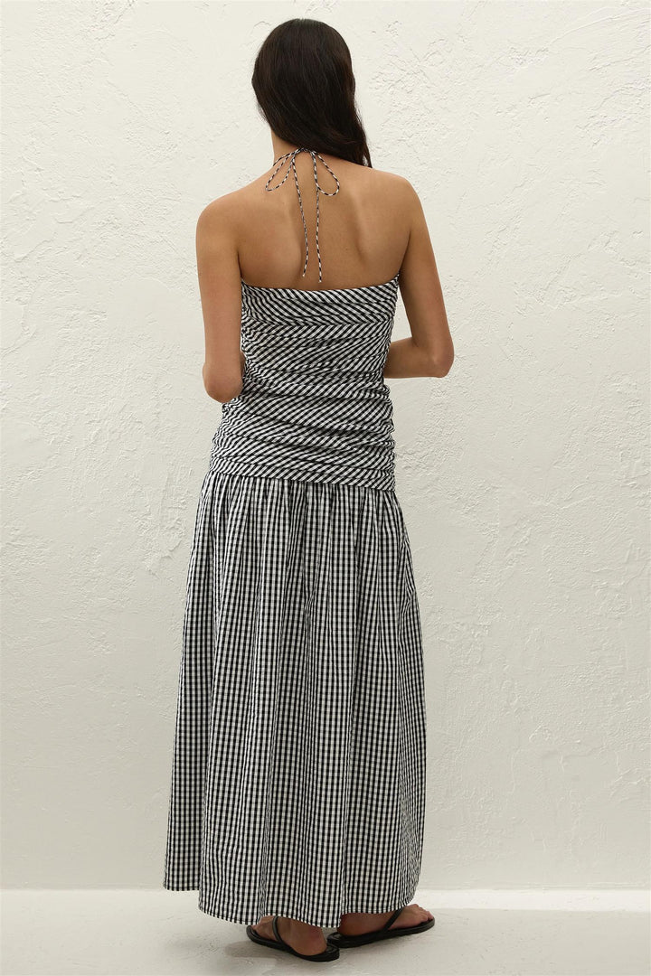Vento Midi Dress Blck Textured Gingham
