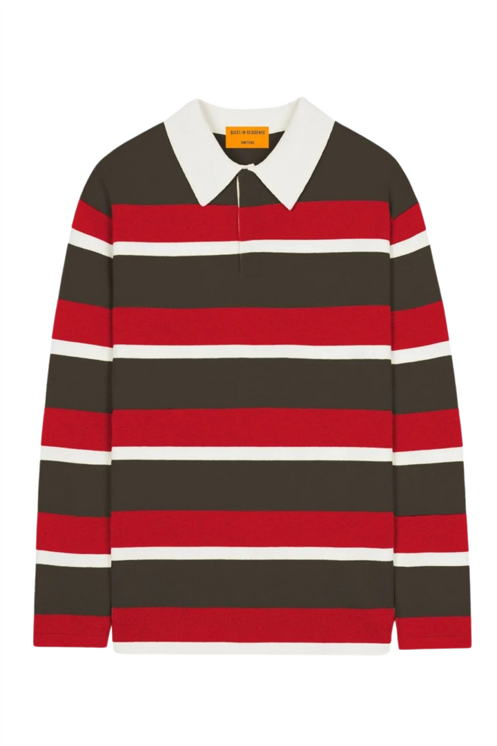 Striped Cashmere Rugby Chestnut/True Red Stripe