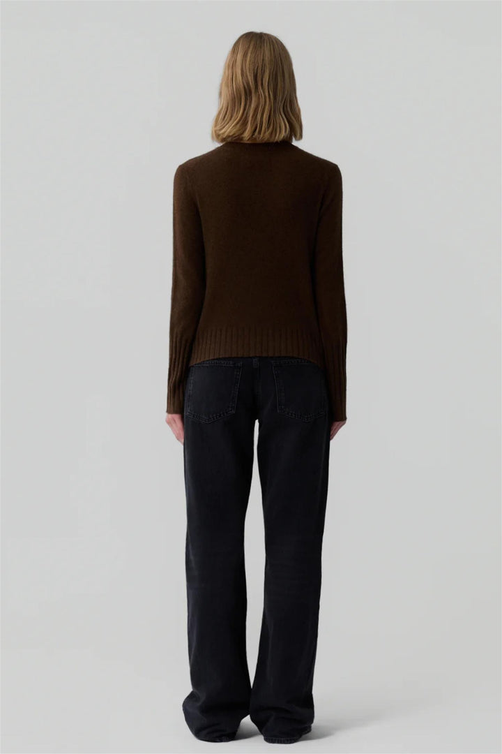 Shrunken Cashmere Crew Chestnut