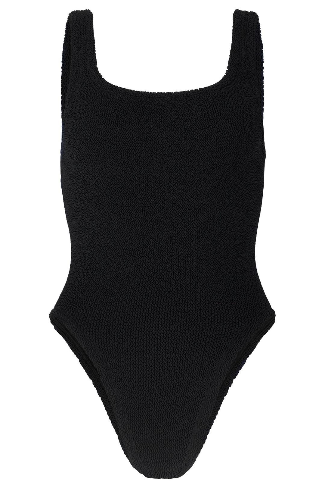 Square Neck Crinkle Swimsuit Black