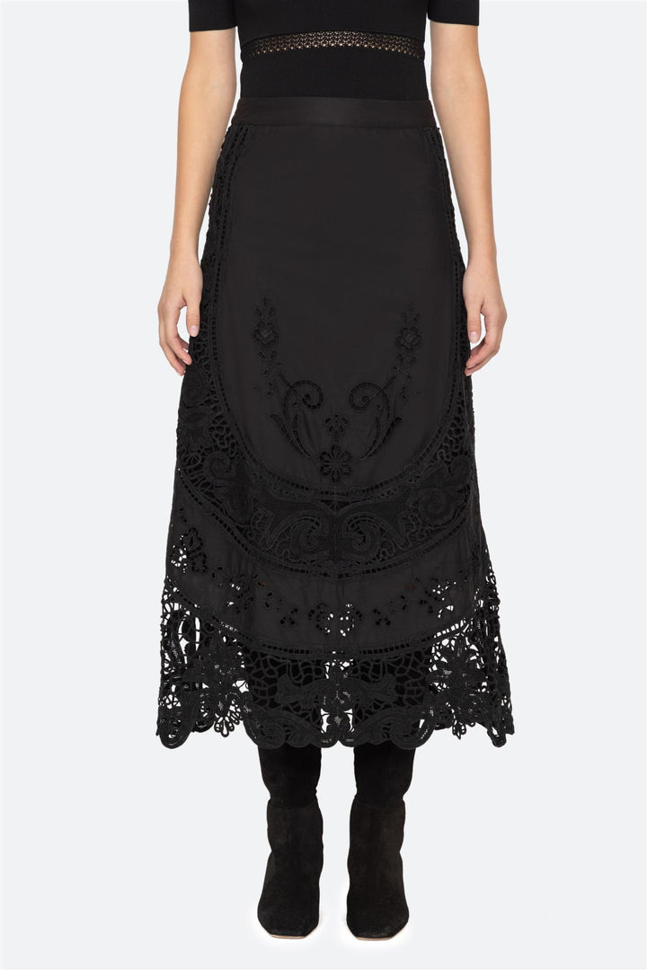 Gianna Lace Midi Skirt Black