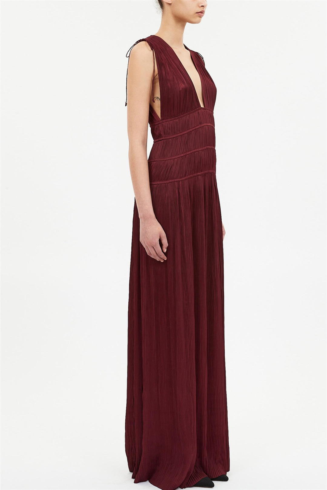 Tasneem Deep V Gown Claret