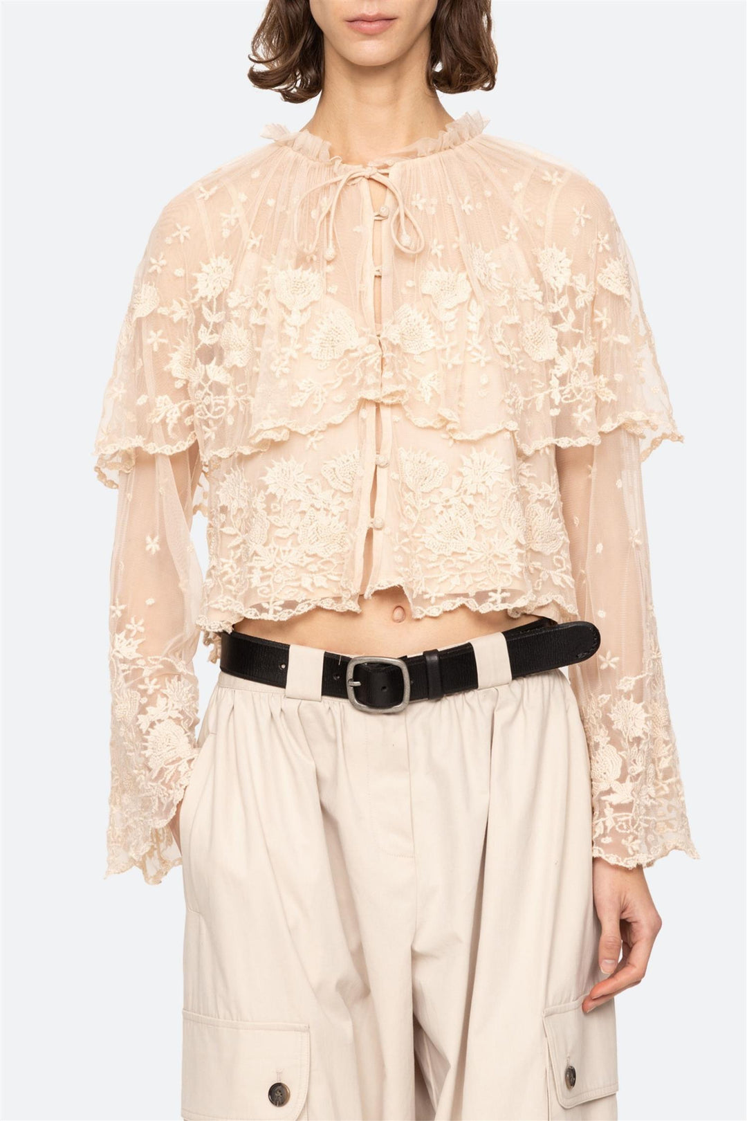 Bronte Embroidered Longsleeve Top Blush