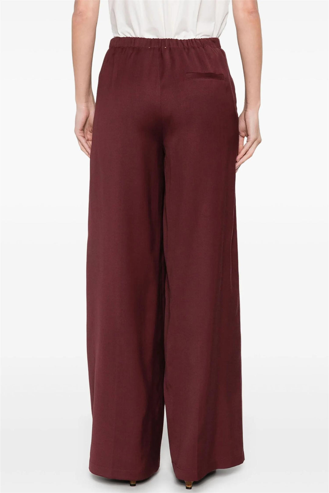 Mercerized Cotton Twill Flared Pants Ruby