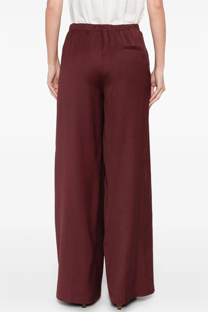 Mercerized Cotton Twill Flared Pants Ruby