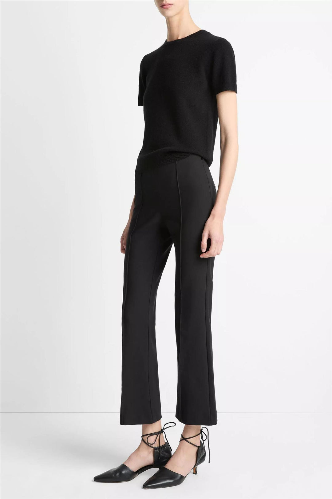 Niki Mid Rise Crop Flare Pant Black