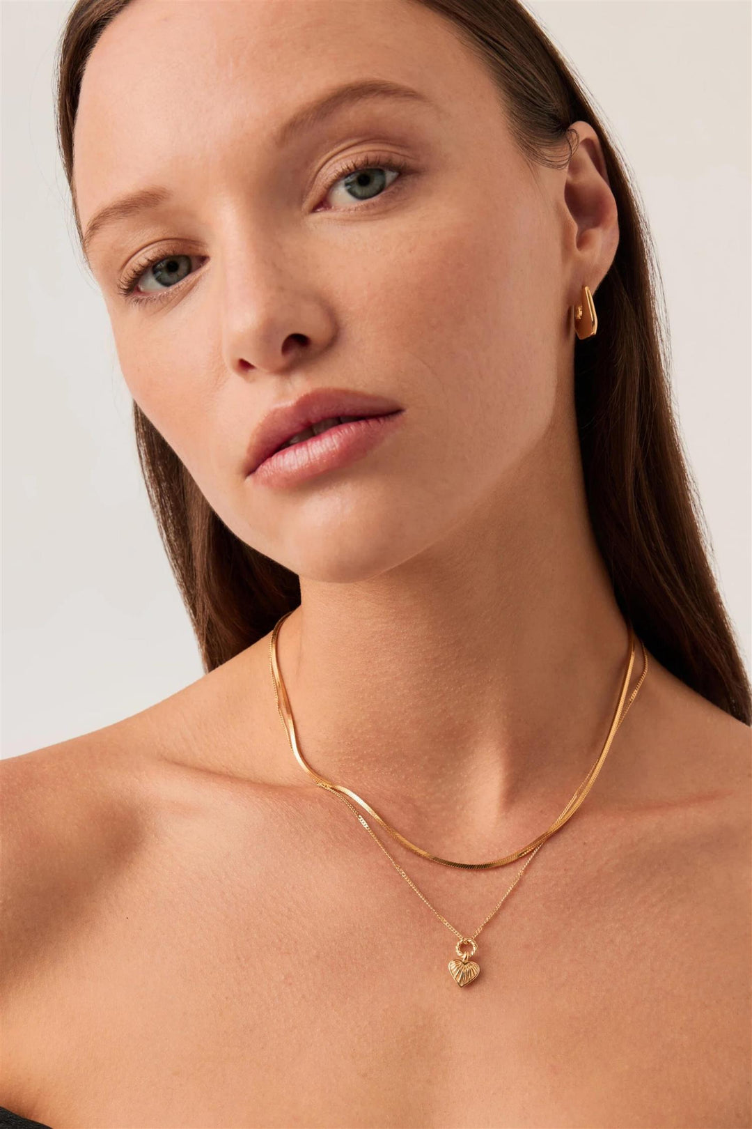 Mini Ridge Heart Charm Pendant Necklace Gold