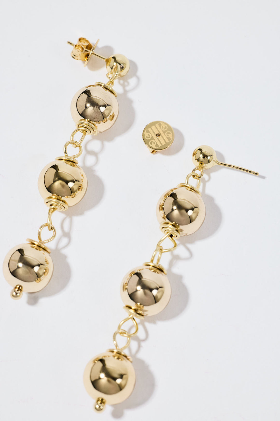 Tiny Trio Sphere Earrings Gold