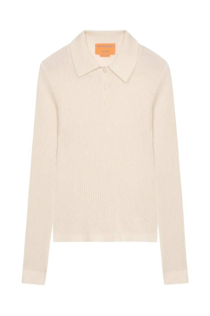 Longsleeve Shrunken Cashmere Polo Cream