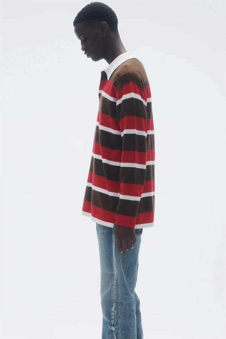 Striped Cashmere Rugby Chestnut/True Red Stripe