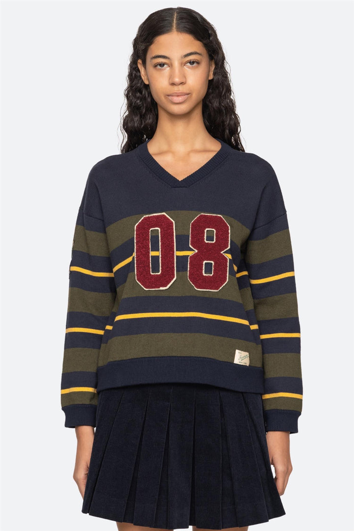 Mina Novelty V-Neck Sweater Green