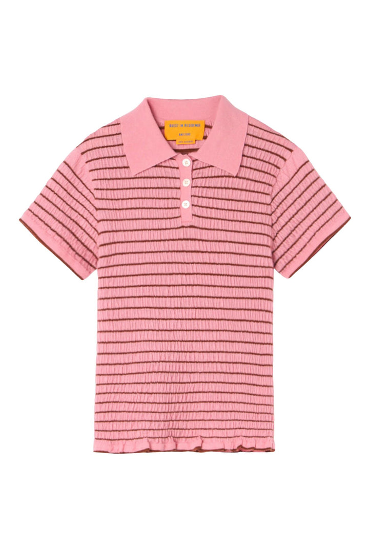 Smocked Shrunken Polo Sprinkle / Burnt Sienna