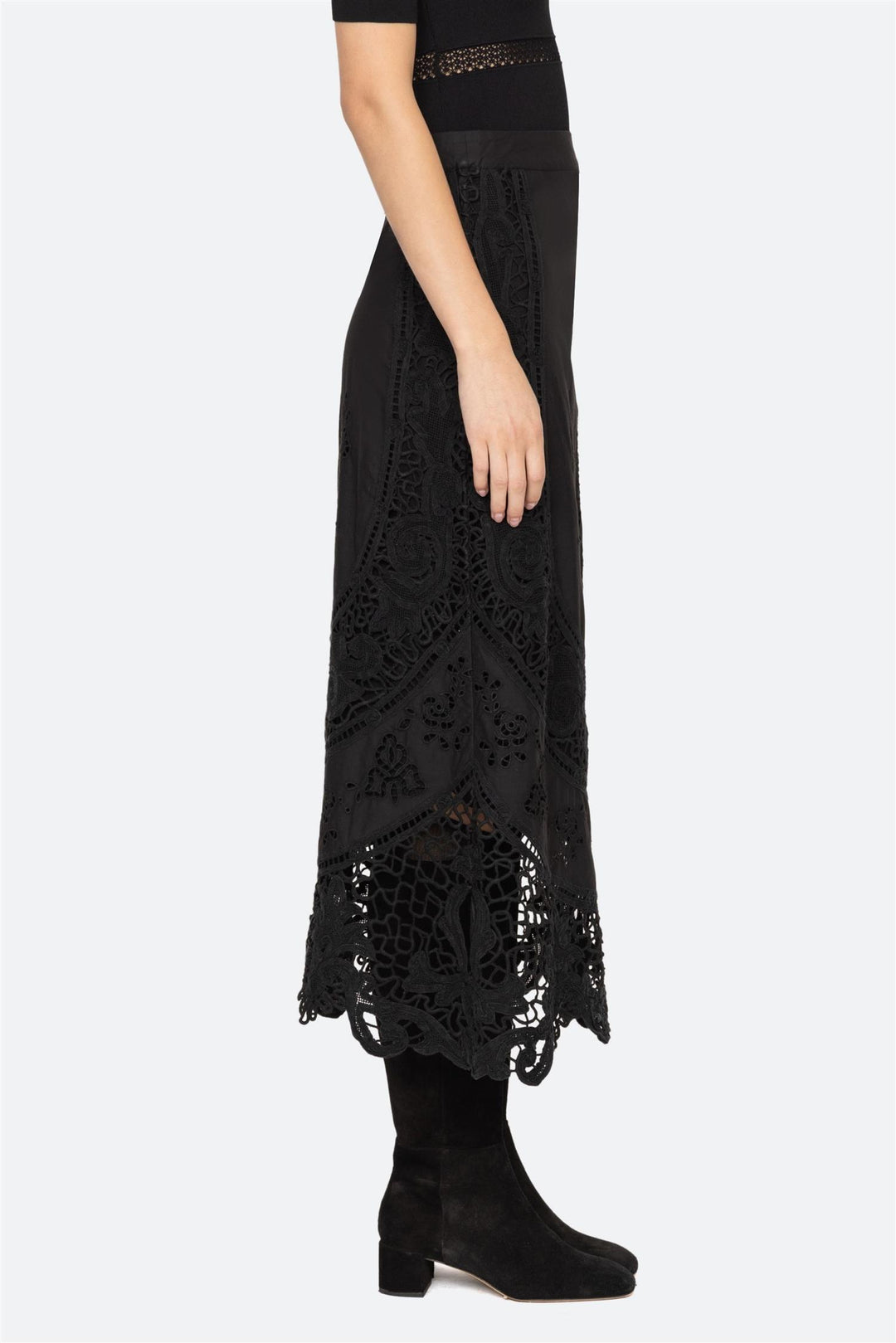 Gianna Lace Midi Skirt Black