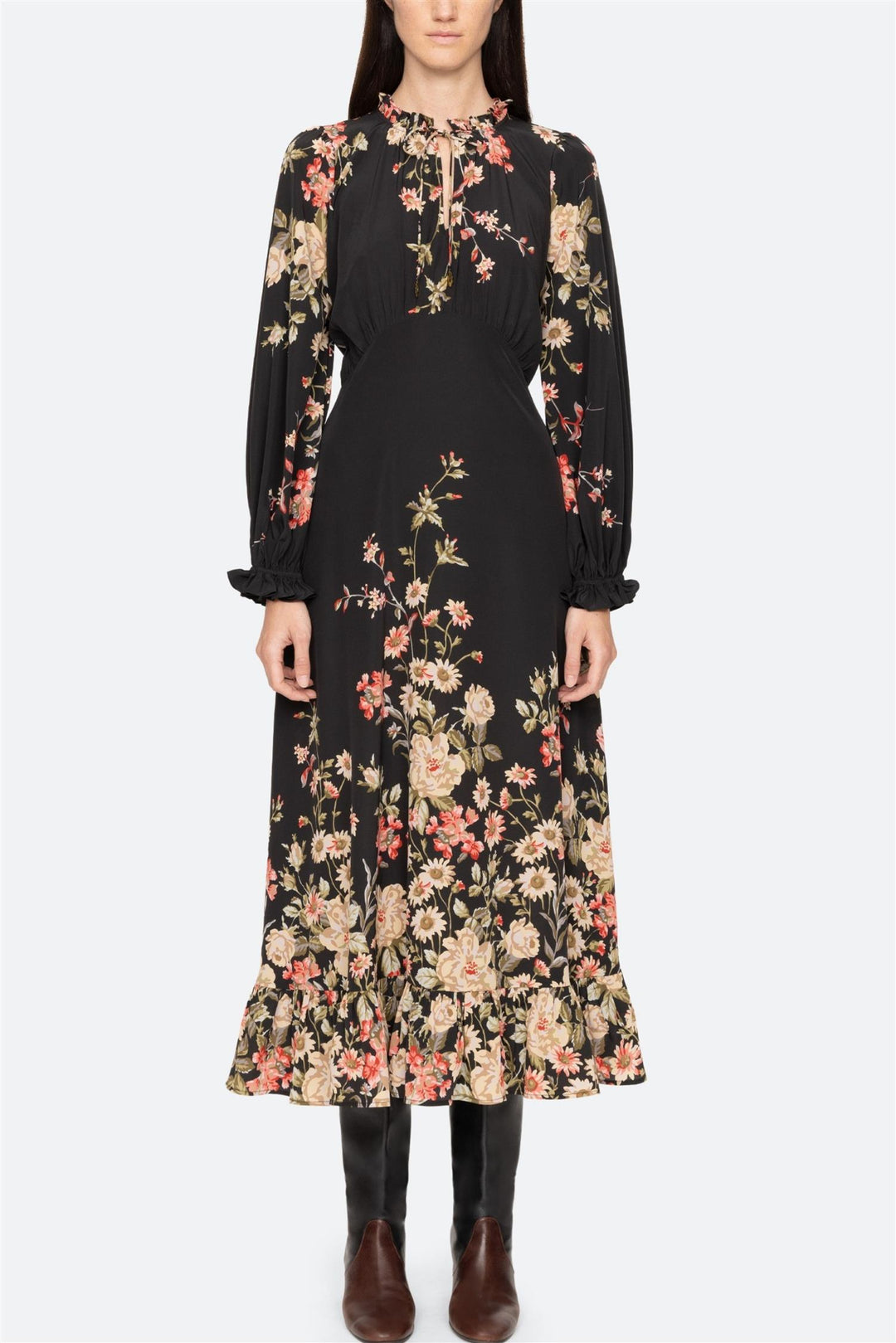 Jolie Print Longsleeve Midi Dress