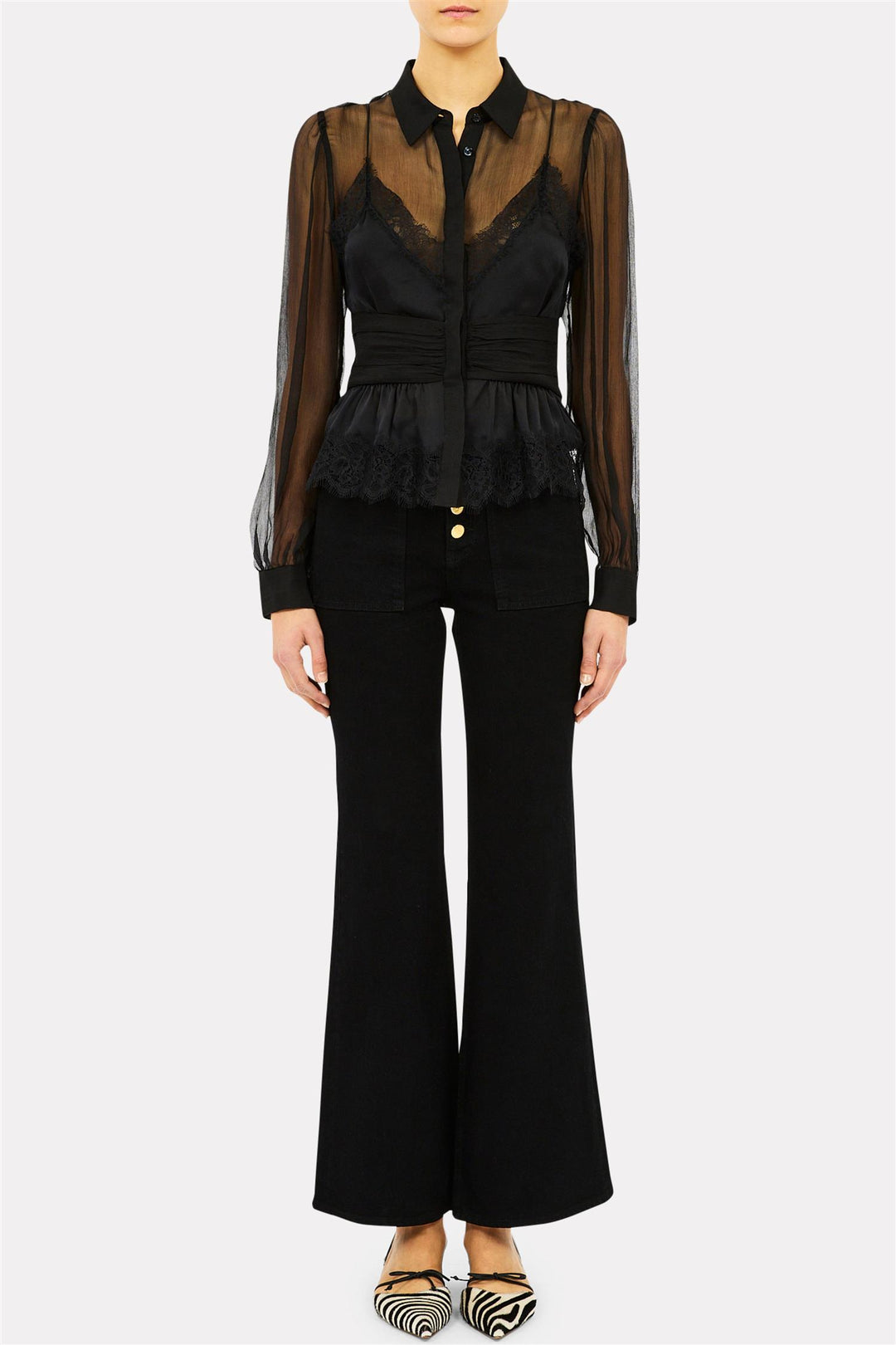 Thalia Longseeve Lace Bloue Noir