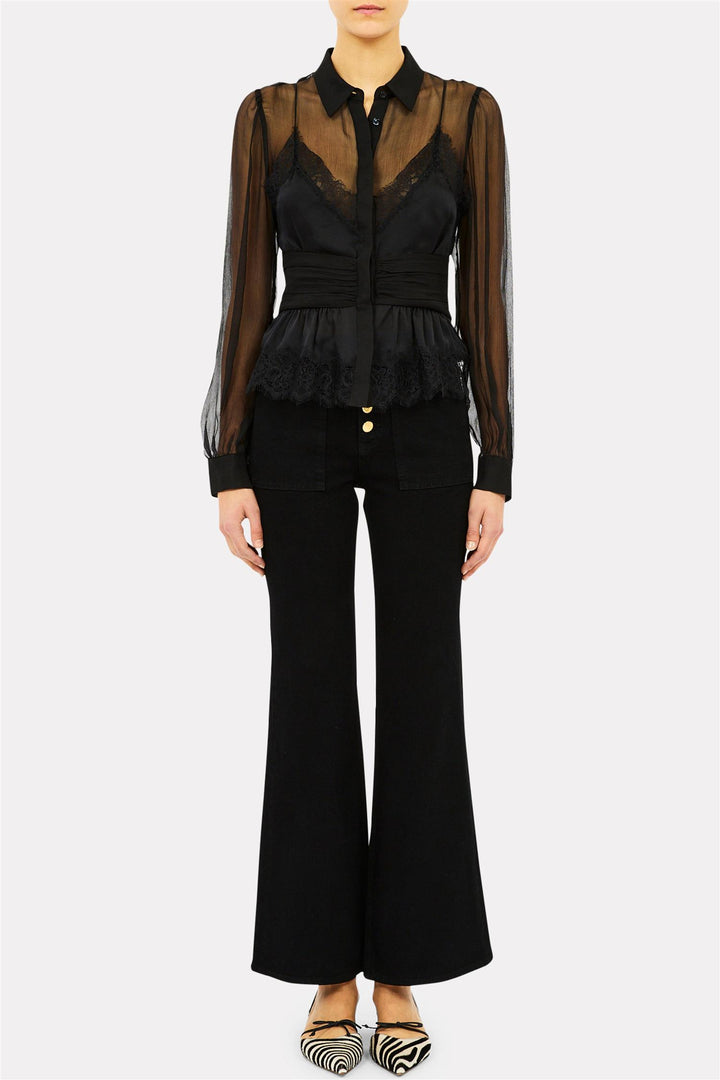 Thalia Longseeve Lace Bloue Noir