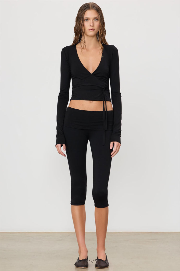 Foldover Capri Legging Black