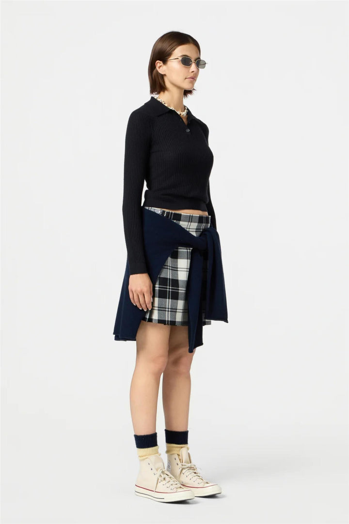 Longsleeve Shrunken Cashmere Polo Black