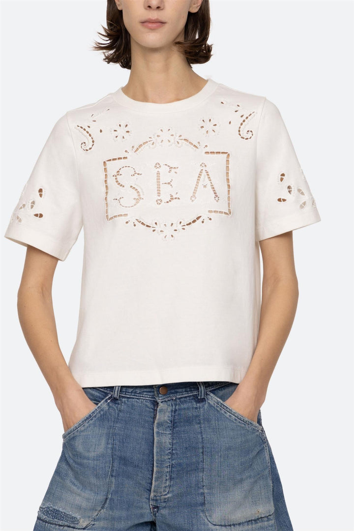 Marie Embroidery T-Shirt White