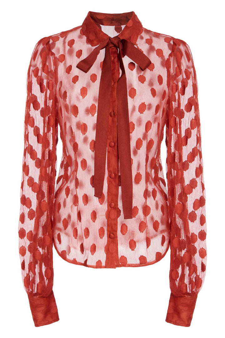Soraya Lace Neck-Tie Blouse Ruby