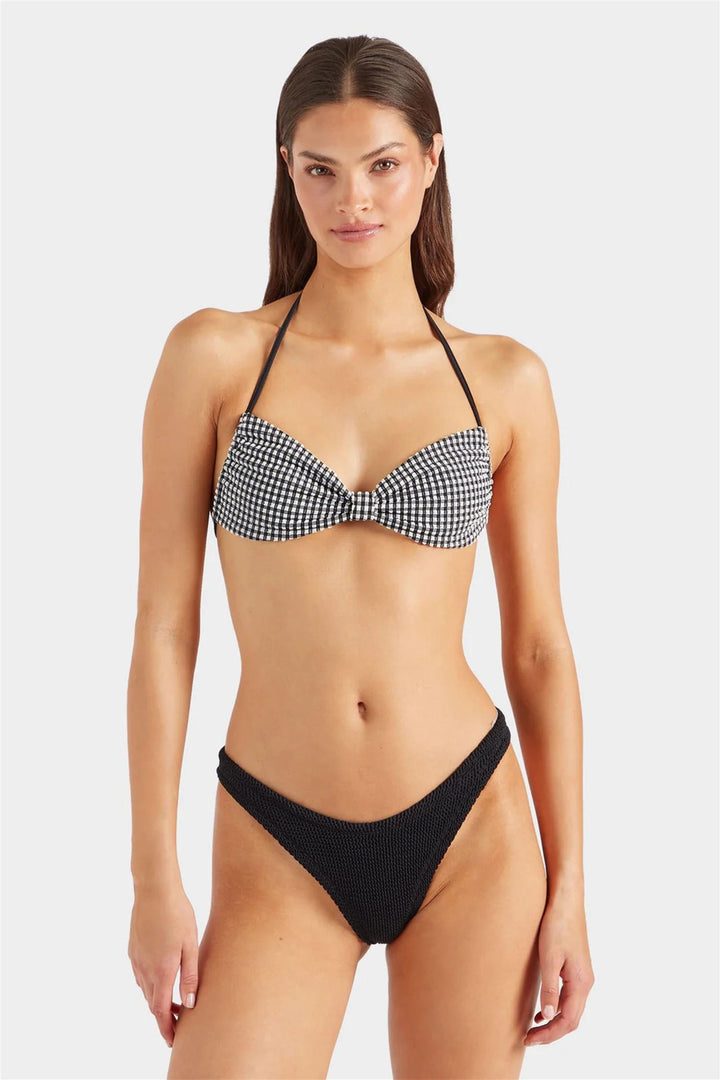 Kacey Crinkle Bikini Black Gingham