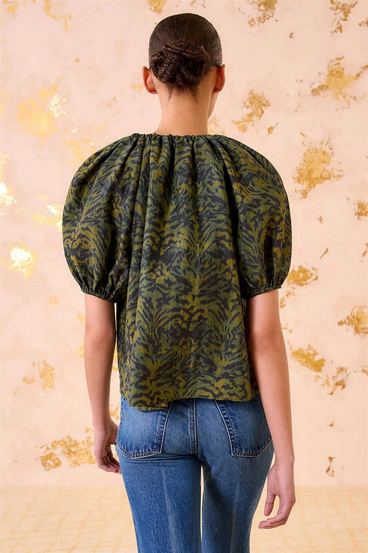 Talie Silk Short Sleeve Blouse Desert Jasper