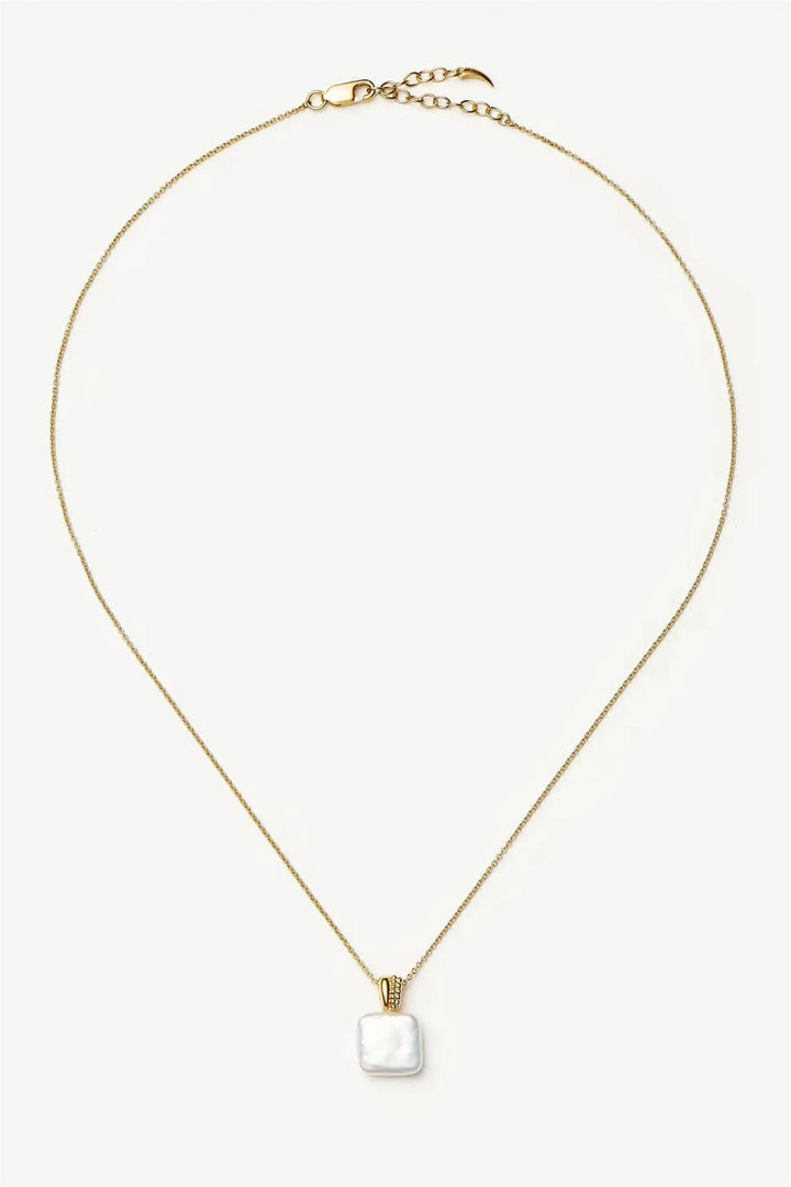Square Pearl Baya Pendant Necklace Gold