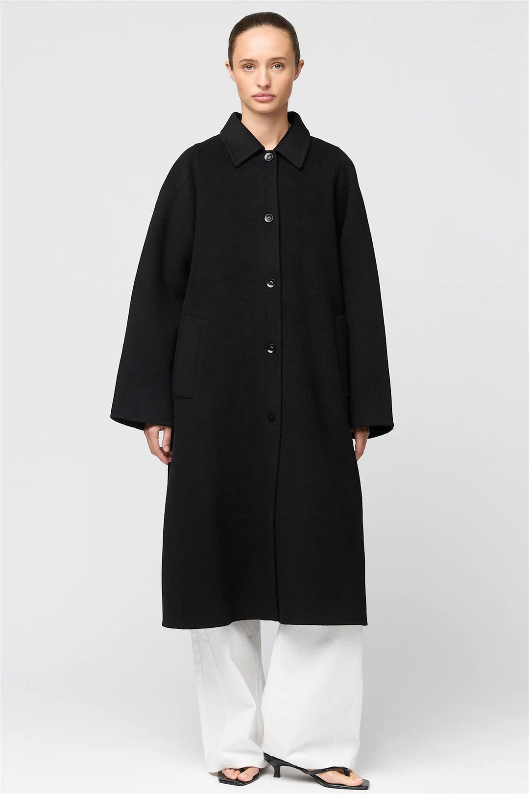 Doublé Wool Trench Jet Black