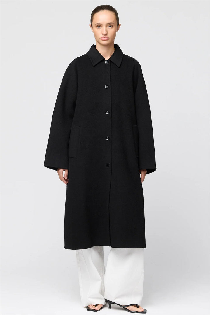 Doublé Wool Trench Jet Black