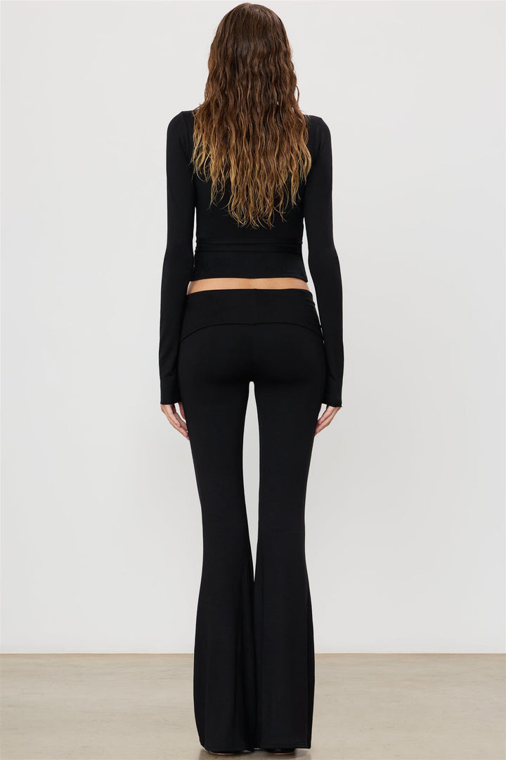 Foldover Flare Pant Black