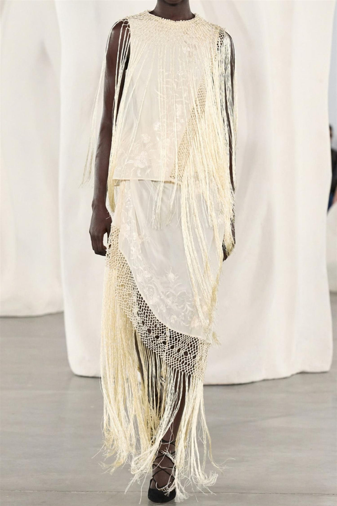 Willa Silk Fringe Top Creme