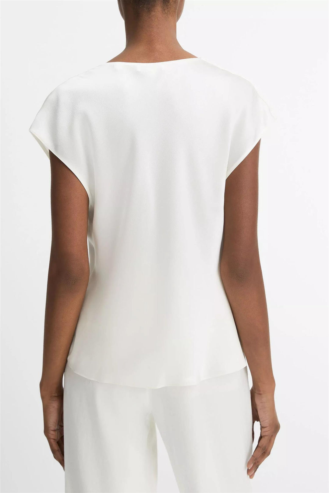 Cowl Neck Cap Sleeve Blouse Optic White