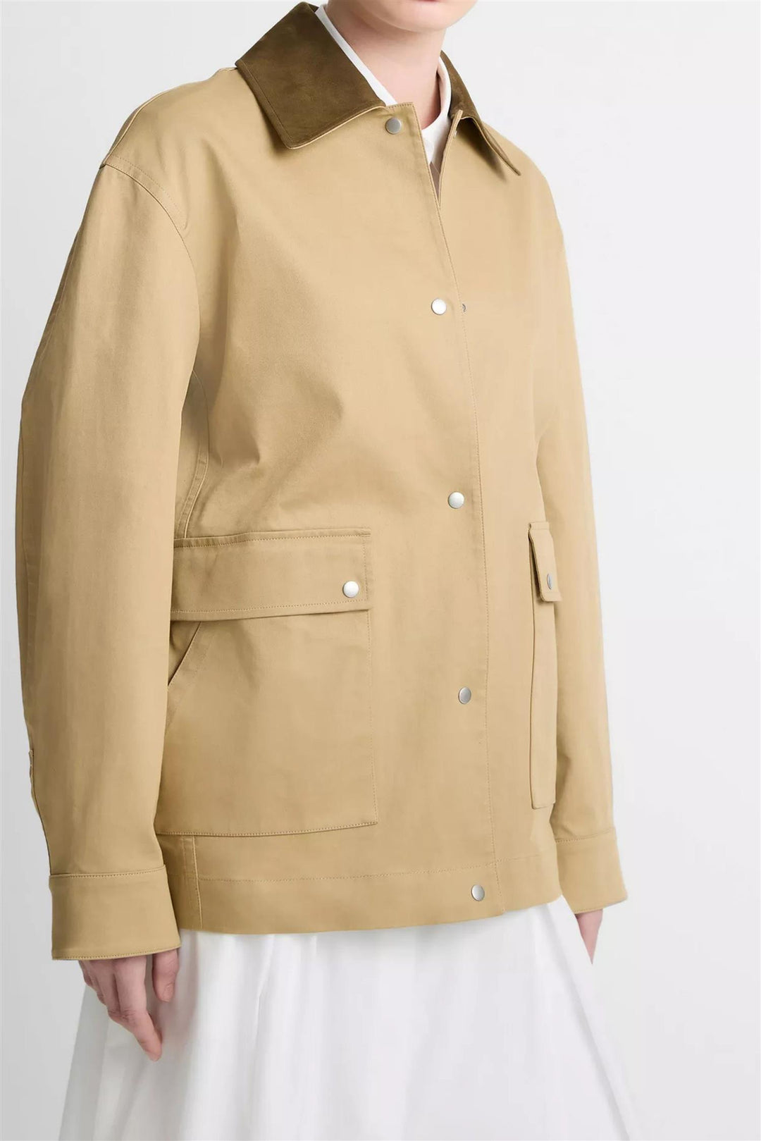 Suede Collar Utility Jacket  Beachwood