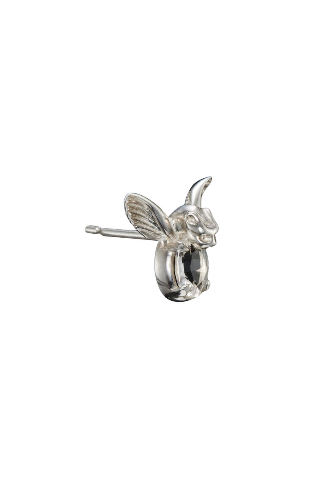 Tiny Gargoyle Ear Stud Silver Clear Quartz