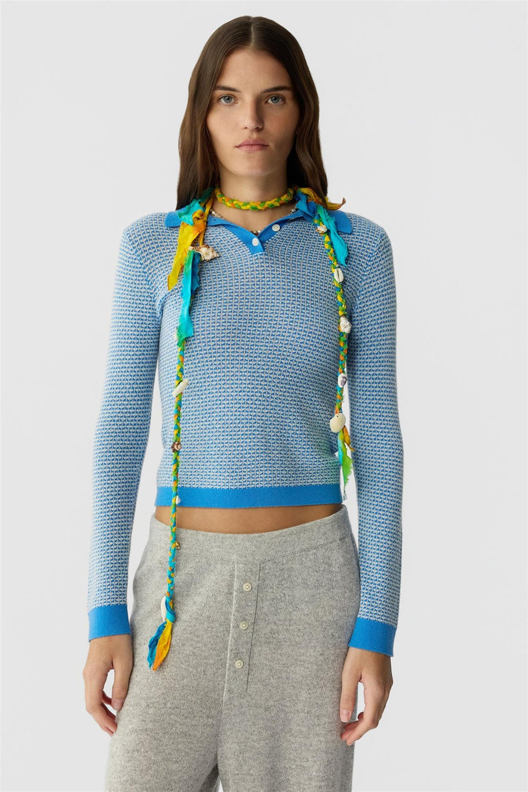 Piqué Long Sleeve Shrunken Polo Sail Combo