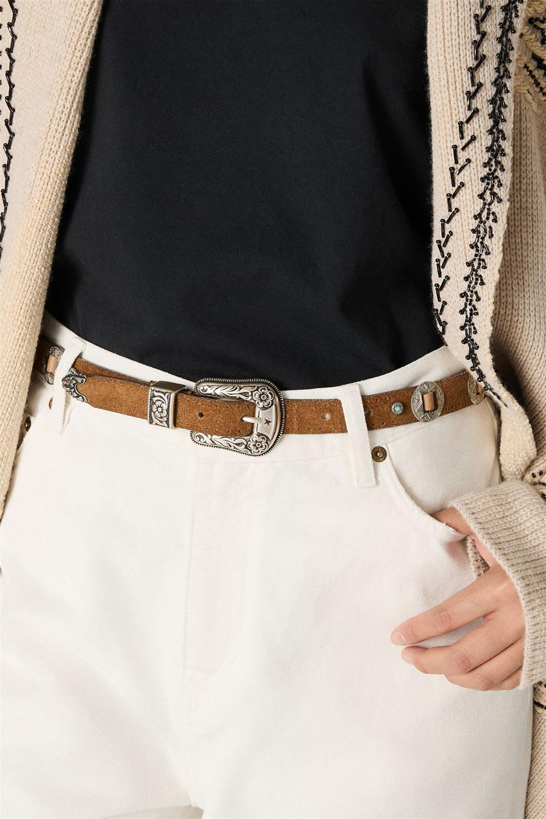 Lace Belt Washed Nabuk Light Brown