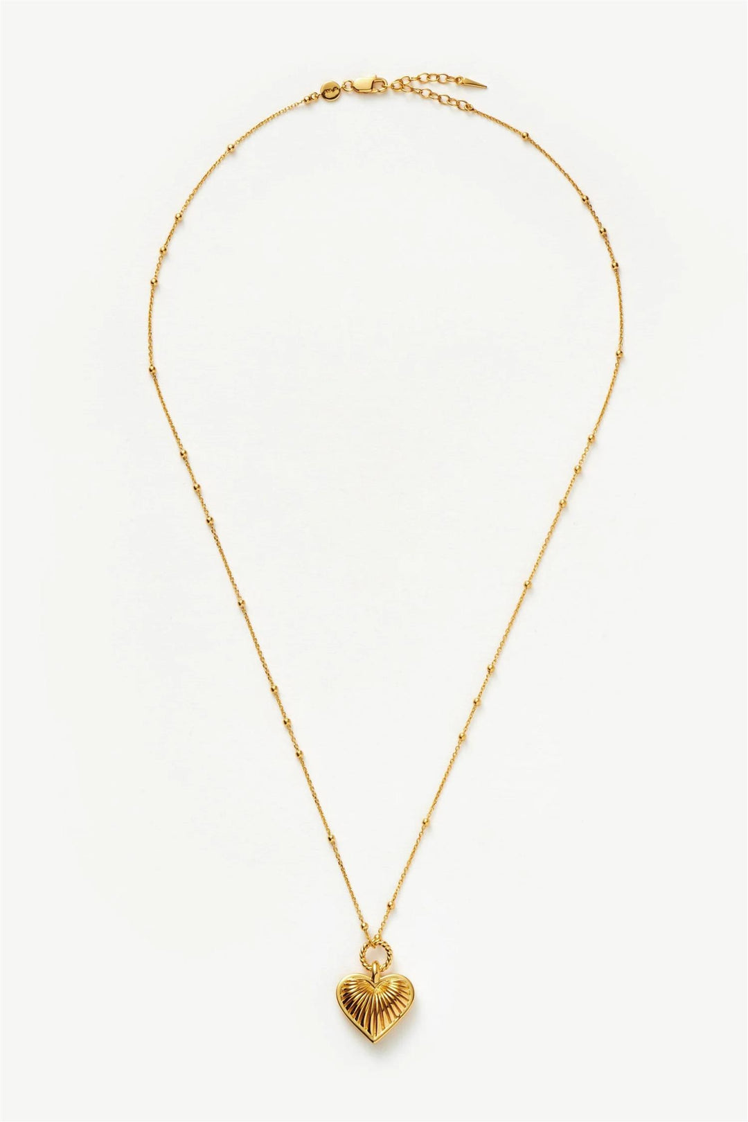 Ridge Heart Charm Pendant Necklace Gold