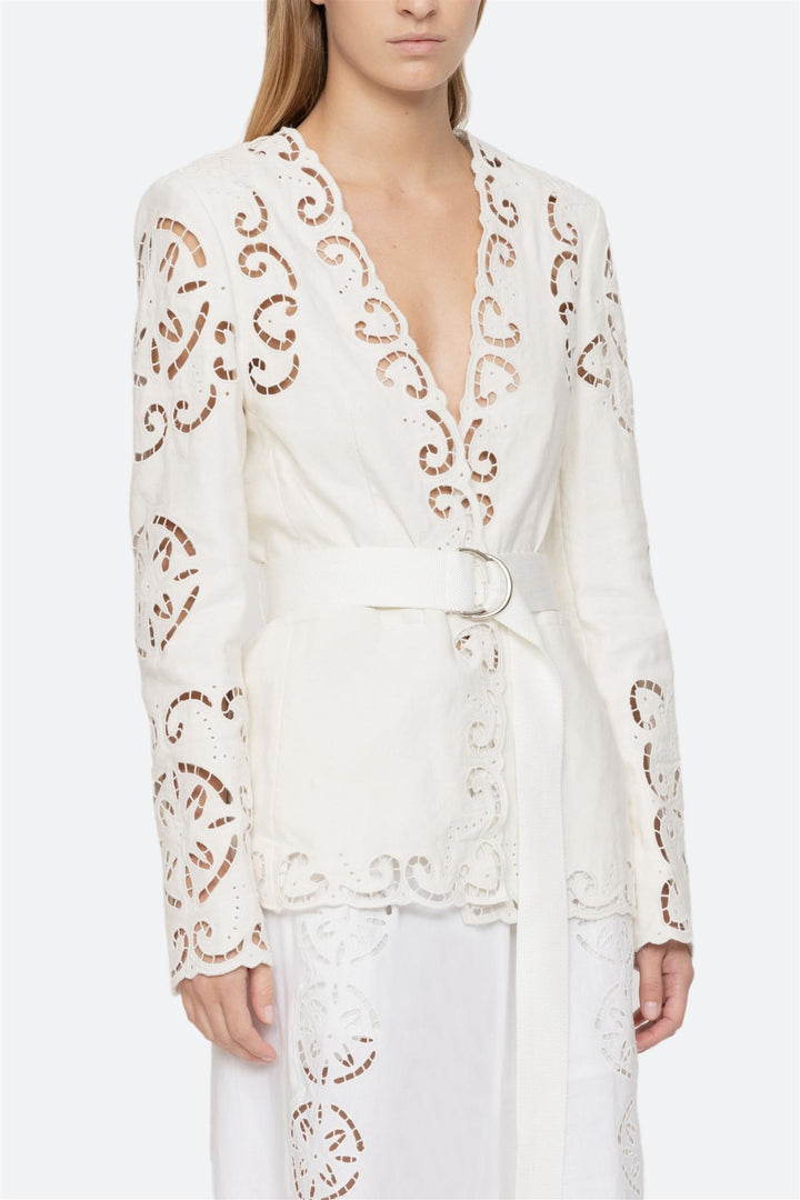 Dahlia Eyelet Blazer Pearl