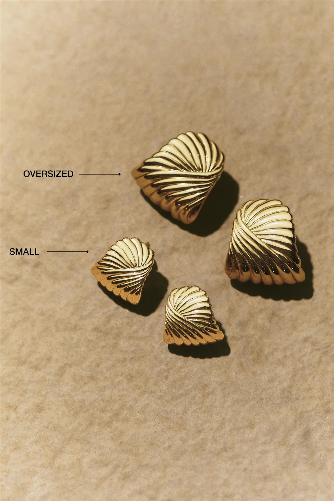 Ripple Oversized Stud Earring Gold